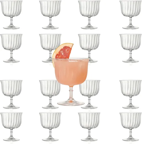 Vista 12 de LEMONSODA Crystal Coupe - Copas de cóctel y vino, Lotus, Deco, 12 onzas Juego de 2 vasos aptos para lavavajillas, para bar y fiesta de cóctel