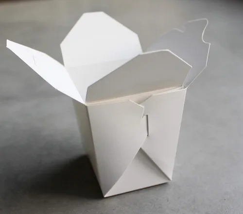 Vista 5 de Paquete de 50 cajas de papel blanco chino de 16 onzas, contenedor plegable de fideos para llevar alimentos