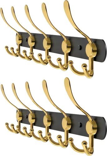 Vista 12 de Perchero de pared con 5 ganchos triples, acero inoxidable de 16 pulgadas – acabado mate negro, perchero resistente montado en la pared para abrigos
