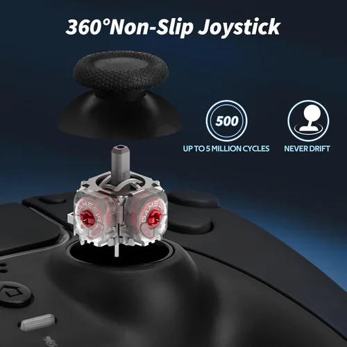 Vista 4 de Gatoo Wireless Controller Compatible with PS5/PS5 Slim/PS5 Pro with1500mAh Battery, Dual Vibration, 3.5mm Audio Jack, 6-Axis Motion, Speaker (Black)