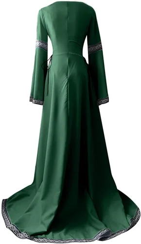Vista 4 de Disfraz para mujer, estilo renacentista, vestido largo, vestido medieval, victoriano, irlandés