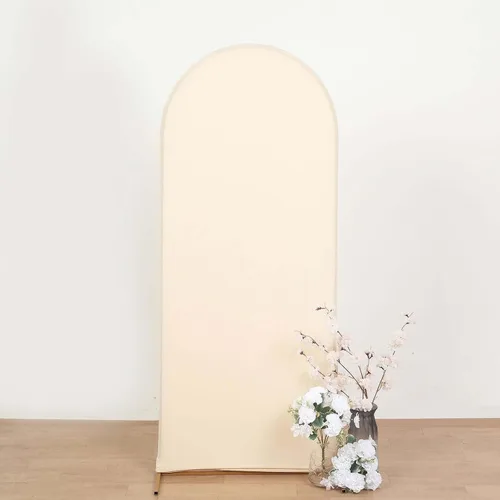 Vista 9 de Efavormart - Funda de elastano ajustada de elastano beige de 5 pies, ajuste cómodo, manga de fondo redonda para temas bohemios neutros y escenarios