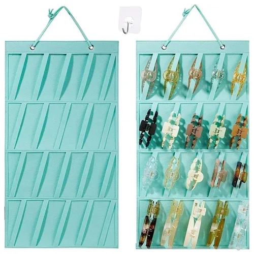 Vista 8 de Soporte organizador de clip de garra para mujeres y niñas, soporte de almacenamiento de clip para el cabello colgante para pared, puerta, armario