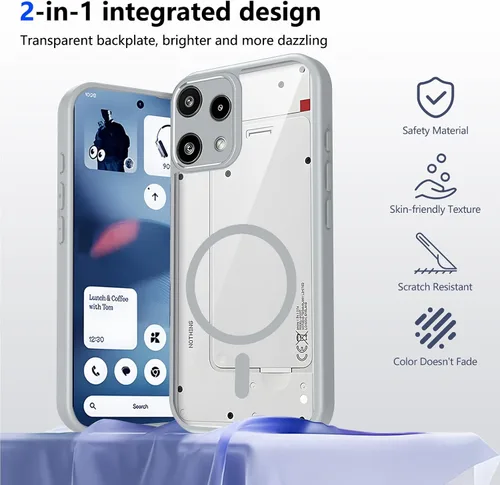 Vista 614 de Funda magnética transparente compatible con Xiaomi 17T, color negro 2 en 1 PC + TPU cubierta de teléfono a prueba de golpes, carcasa protectora