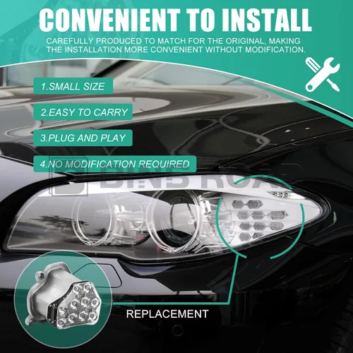 Vista 4 de Módulo LED de señal de giro izquierdo, lado del conductor, compatible con BMW Serie 5 F10 F11 F18 2009-2013 (sustituye a 63117271901)