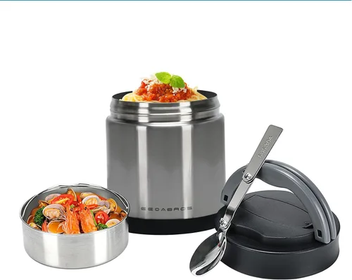 Vista 7 de Termo para comida caliente 33.8 OZ, frasco de comida aislado al vacío para adultos, termo de sopa de acero inoxidable de boca ancha a prueba
