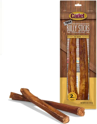 Vista 15 de Cadet Bully Sticks para perros grandes, pizza de carne de res totalmente natural, masticables de larga duración sin cuero crudo para masticadores