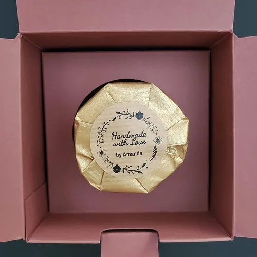 Vista 2 de Round Kraft Handmade with Love Labeling Stickers, Personalized Small Business Labels, Custom Label Stickers, Business Packaging Stickers
