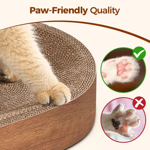 Vista 4 de ComSaf Tabla rascador para gatos, cama rascador para gatos de interior, almohadilla de cartón corrugado para gatos, rascador ovalado duradero