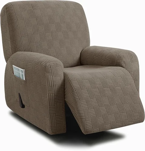 Vista 19 de ULTICOR - Juego de 8 fundas para sofá reclinable de jacquard, fundas elásticas para sofá reclinable para 3 cojines, gruesas, suaves, lavables