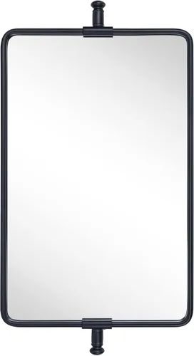 Vista 5 de TEHOME Espejo rectangular redondeado negro pivot-N-View para tocador de baño, espejo giratorio inclinable para tocador de esquina, 14 x 22 pulgadas