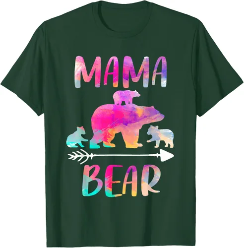 Vista 20 de Bear Matching Family Outfits, Funny Mama Bear Three Cubs T-Shirt Negro