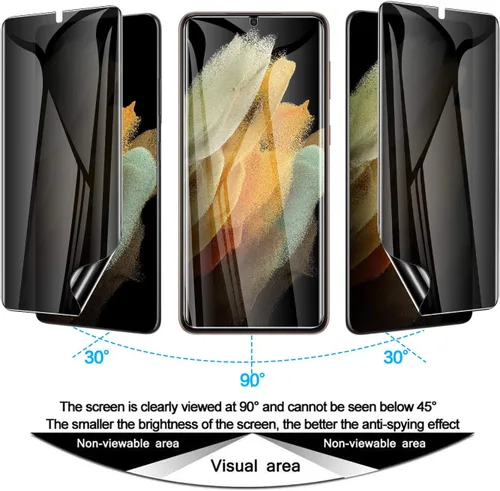 Vista 3 de LYWHL Paquete de 2 + 2 protectores de pantalla de privacidad para Samsung Galaxy S21 Ultra [compatible con identificación de huellas dactilares]