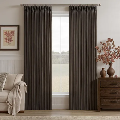 Vista 91 de TWODRAPES Cortinas de Lino Plisadas con Pinza Beige Blancas de 54 Pulgadas de Largo 2 Paneles para Comedor Cocina Dormitorio Plisadas Semi