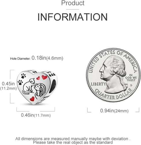 Vista 4 de MULA Dijes de plata de ley 925 para pulseras y collares, lindos gatos, perros, elefantes, animales, familia, cuentas, colgantes, joyería para mujer