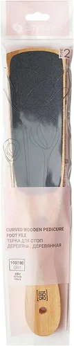 Vista 4 de STALEKS Beauty & Care - Lima de pie de madera tipo 10 tipo 2 (grano 100/180), herramienta ergonómica de pedicura de doble cara
