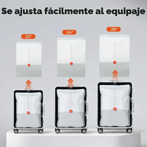 Vista 3 de ETENWOLF Paquete de 10 bolsas de almacenamiento al vacío reutilizables para viajes con bomba de aire recargable, sello de embalaje de compresión al