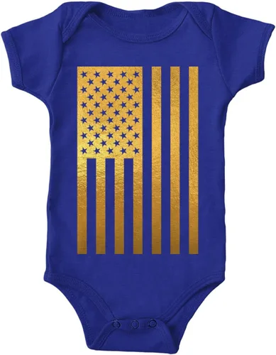 Vista 19 de Tcombo Bandera americana negra envejecida - Body de Estados Unidos Negro - Lámina dorada