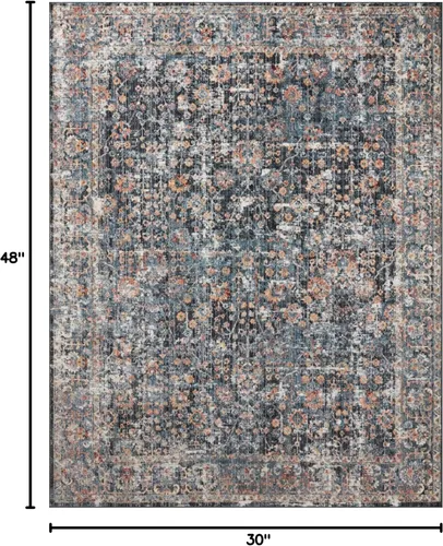 Vista 2 de Loloi Alfombra decorativa azul Cassandra de 2'-6" x 4'-0