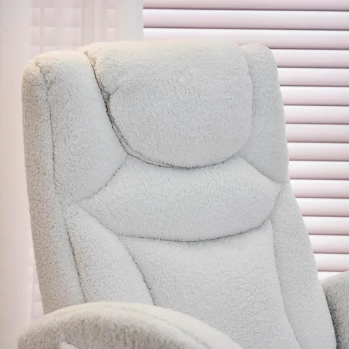 Vista 6 de Comfy - Silla mecedora para guardería, silla tapizada para guardería con reposapiés, moderna con bolsillo, sillón decorativo con base mecedora suave