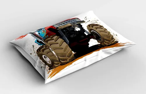 Vista 18 de Lunarable Juego de 2 fundas de almohada de caricaturas, automóvil deportivo de velocidad moderna, imagen exquisita del automóvil, ropa de cama