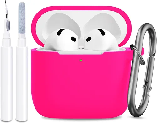 Vista 21 de Funda compatible con AirPods de 4ª generación, funda de silicona protectora suave con kit de limpieza, accesorios para Apple AirPods 4 Gen 2024, LED