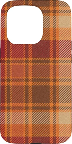 Vista 14 de iPhone 16 Vintage Halloween Naranja Rojo Plaid Otoño Calabazas Caso