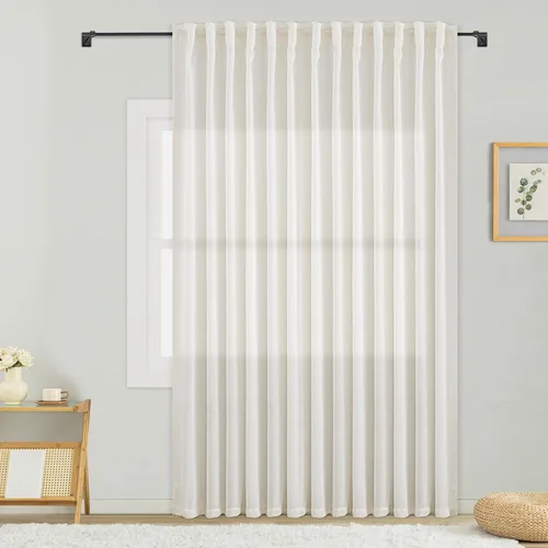 Vista 27 de mstexa Cortinas de lino gris de 132 pulgadas para techos altos, sala de estar, protección de privacidad, filtrado de luz, cortinas extralargas