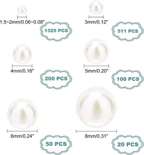 Vista 4 de PH PandaHall 2200 perlas sin agujeros, cuentas de perlas beige sin perforar, perlas de imitación para ropa, perlas acrílicas para manualidades