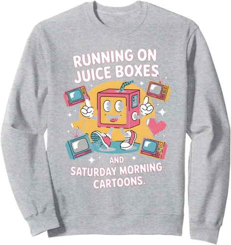 Vista 3 de Cajas de jugos y dibujos animados - Sudadera retro nostalgia para niños de los 90 Negro
