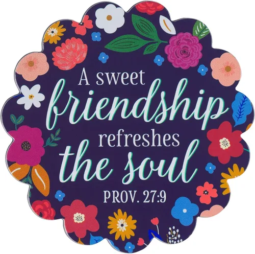 Vista 18 de Christian Art Gifts Imán inspirador de escritura para refrigerador para hombres y mujeres con versículo bíblico: Dios está conmigo, diseño de escena