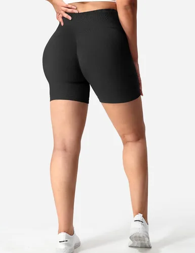 Vista 2 de YEOREO Pantalones cortos de entrenamiento sin costuras para mujer, cintura alta, intensifican correr, yoga, gimnasio, entrenamiento