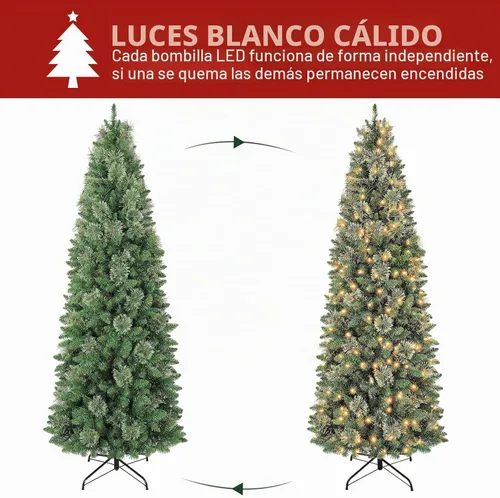 Vista 5 de Hykolity - Árbol de Navidad delgado preiluminado de 6 pies con 200 luces LED blancas cálidas 586 Branch Tips with Pine Needles, Hinged Design and
