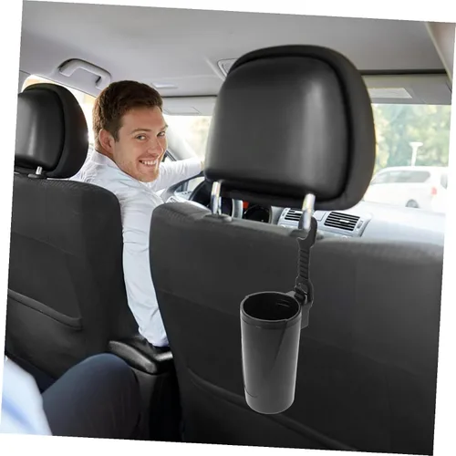 Vista 7 de STOBAZA Multifunctional Hanging Car Trash Can Headrest Mount Space-Saving Organizer with Plastic for Vehicle Storage and