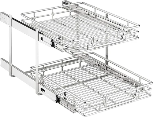 Vista 8 de Estante extraíble para armario de cocina de 2 niveles y organizador de cajones, cesta de despensa deslizante en varios tamaños