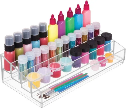 Vista 10 de iDesign Organizador de cosméticos y esmaltes de uñas en niveles, colección Clarity, 12.75 pulgadas x 6.5 pulgadas x 3.75 pulgadas, transparente