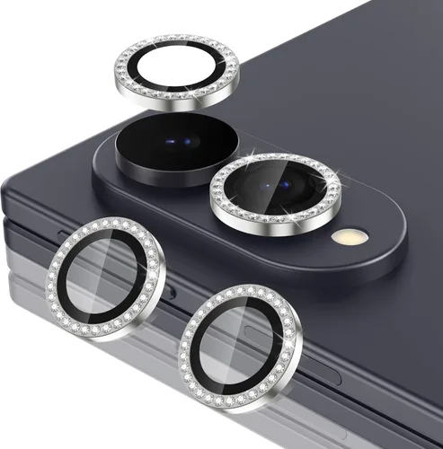 Vista 177 de Casetego Protector de lente de cámara para Galaxy Z Fold 8, [Diseño de purpurina mejorado], [Fuerte adherencia], lente de vidrio templado 9H negro