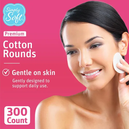 Vista 2 de Medline Simply Soft Cotton Round (300 unidades), almohadillas de algodón 100% absorbente y texturizado, sin pelusas