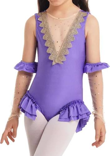 Vista 3 de YEAHDOR Disfraz de espectáculo de circo para niñas pequeñas, disfraz de una pieza, leotardo de baile, uniforme de Halloween, traje de Halloween