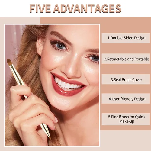 Vista 13 de Yoizyfree - Paquete de 3 cepillos retráctiles para lápiz labial, cepillos retráctiles de labios de doble extremo, juego de brochas de maquillaje