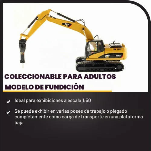 Vista 3 de Diecast Masters Excavadora hidráulica Caterpillar 320D L con martillo - Core Classics Series 85280C