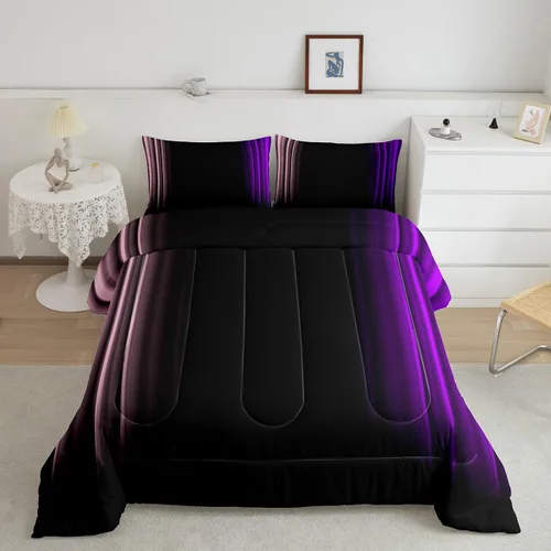 Vista 26 de Feelyou Juego de edredón geométrico degradado para adolescentes, tamaño individual, para niños y mujeres, azul, rojo y negro, juego de ropa de cama