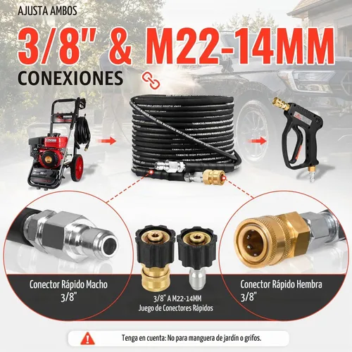 Vista 2 de YAMATIC Manguera para lavadora a presión de 50 pies, alambre de acero trenzado, 4000 PSI Negro