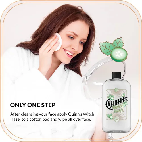 Vista 4 de Quinn's Hamamelis sin alcohol con aloe vera 16 onzas (pepino y menta) Tónico sin alcohol con un aroma refrescante de pepino y menta para hidratar