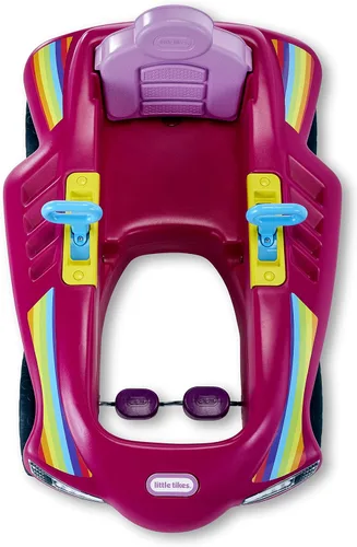 Vista 2 de Little Tikes Jett Car Racer Pink, auto de paseo con respaldo de asiento ajustable, dirección de rueda trasera de doble mango, control de carreras