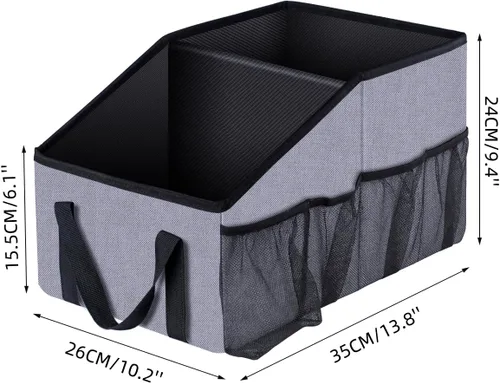 Vista 2 de Smof Organizador de asiento de automóvil, organizador de asiento delantero y trasero para niños, almacenamiento plegable para asiento trasero