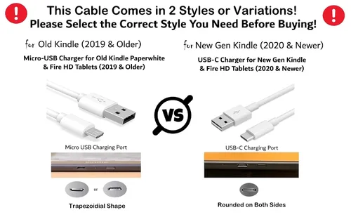 Vista 2 de Cable de repuesto USB a Micro-USB de 6 pies de largo diseñado para lectores electrónicos Kindle Paperwhite antiguos (2019 y mayores), tabletas Oasis