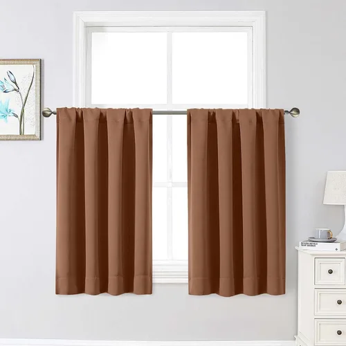 Vista 32 de Cortinas opacas para dormitorio, sala de estar, juego de 2 paneles de 54 pulgadas de largo, cortinas de oscurecimiento de habitación con aislamiento