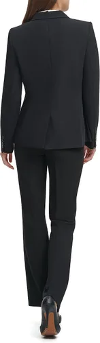 Vista 3 de Tommy Hilfiger Chaqueta de negocios para mujer Blazer de un solo botón Negro