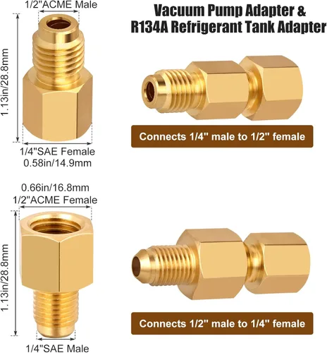 Vista 3 de WADEO 31 piezas de válvula de bola angular para refrigerante de aire acondicionado de 1/4 pulgada para refrigerante R410A R134A R12 R22